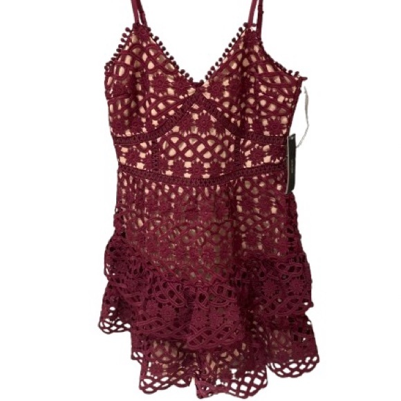 NWT Beauty and Lace Burgundy Mini Fit & Flare Dress Size Small - Picture 1 of 8